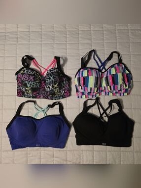 Victoria's Secret VSX Sports Bras Set - Black, Blue, Multicolor, Patterned